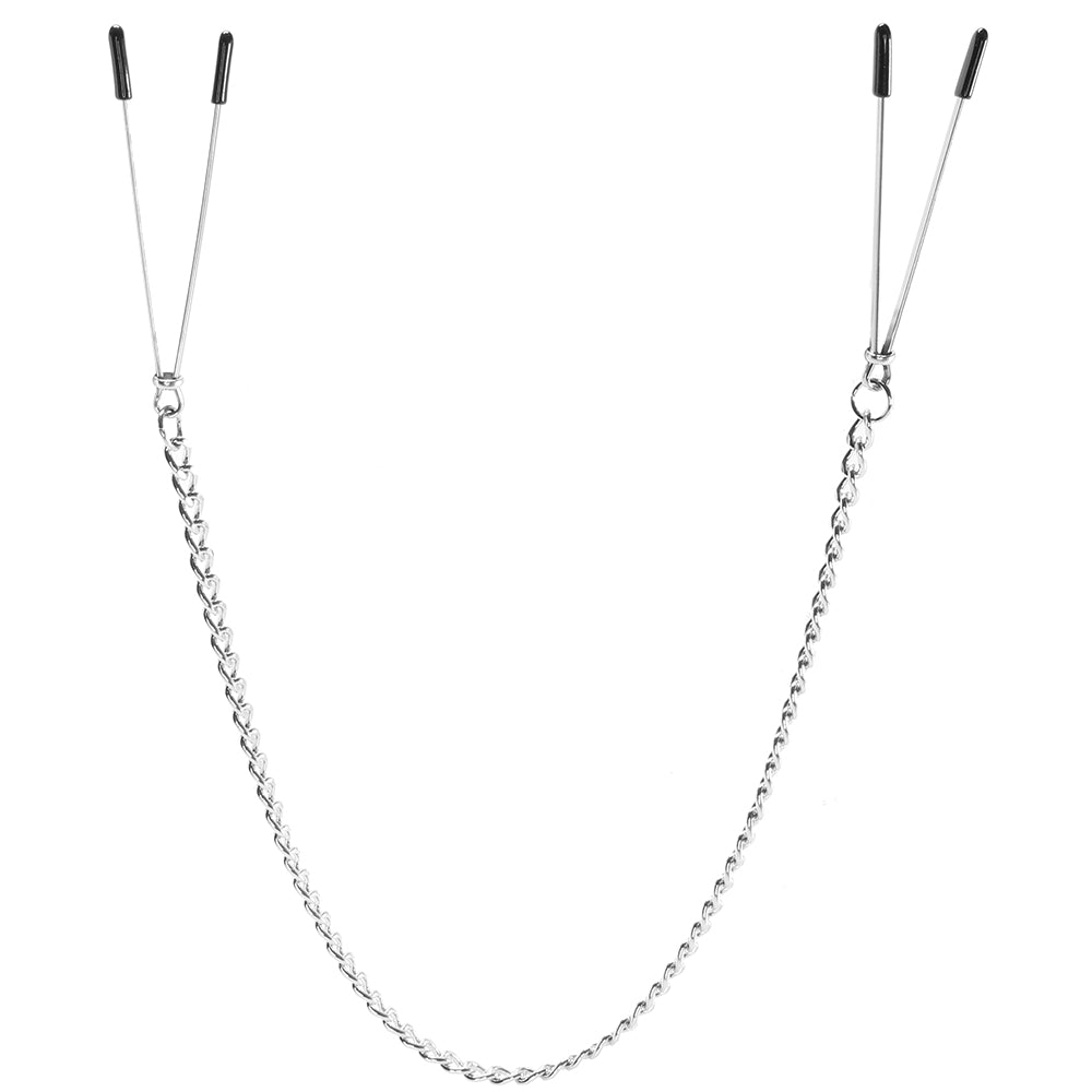 Lux Fetish Adjustable Tweezer Nipple Clips with Chain Bondage and Fetish > Nipple Stimulators & Clamps - Tophatter Daily Deals